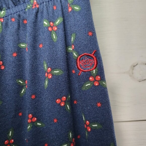 BORN Women Pajama Pants Ditsy Holly Berry Wide Leg Winter Holiday. - Picture 3 of 7